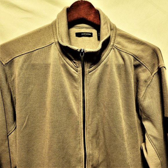 NWT Men Large sweater jacket DKNY Green Full Zip closure V434000S DISCOUNT SHIP! - Picture 4 of 5